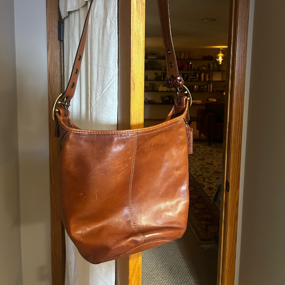 Coach Vintage  Brown Bleecker Tattersall Vachetta Duffle Bucket Bag